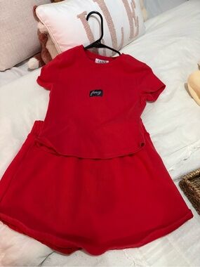 Fancy Red Casual Women's Skirt Set